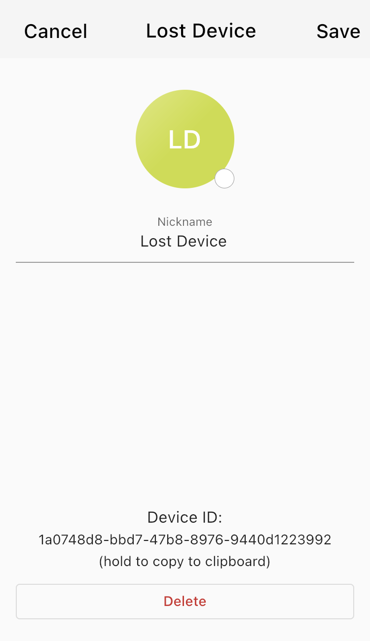 delete lost device